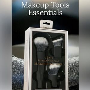Black 3-in-1 Interchangeable Makeup Brush Set